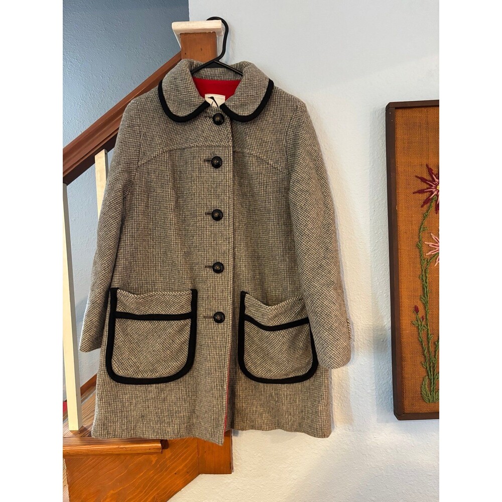 Penguin fashions vtg wool blend gray plaid winter peacoat USA Union M L